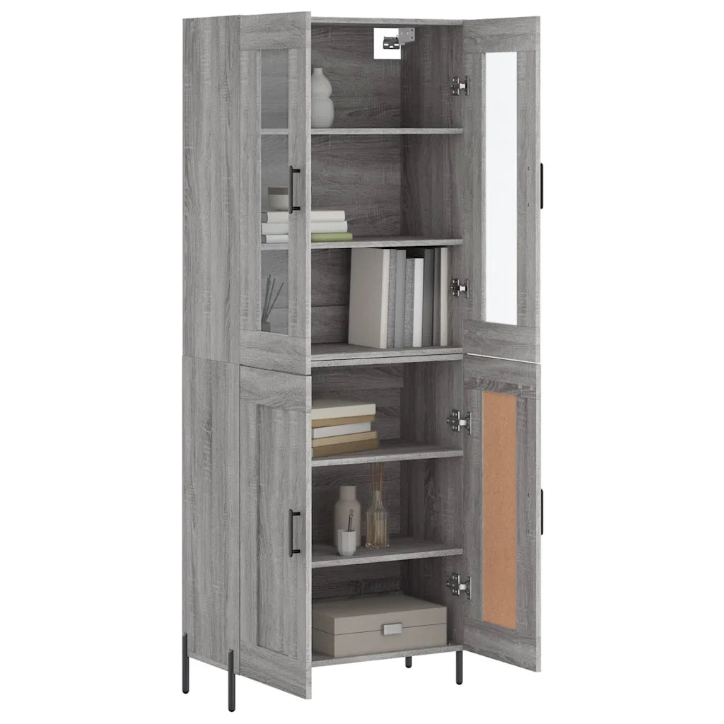 Credenza Grigio Sonoma 69,5x34x180 cm in Legno Multistrato 3198351