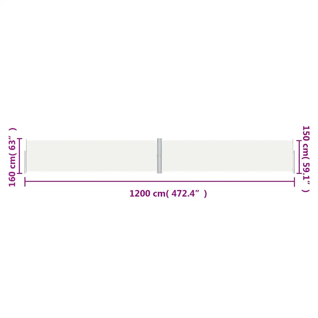 Tenda da Sole Laterale Retrattile-Tenda parasole per balcone per giardino Crema 160x1200 cm 357351