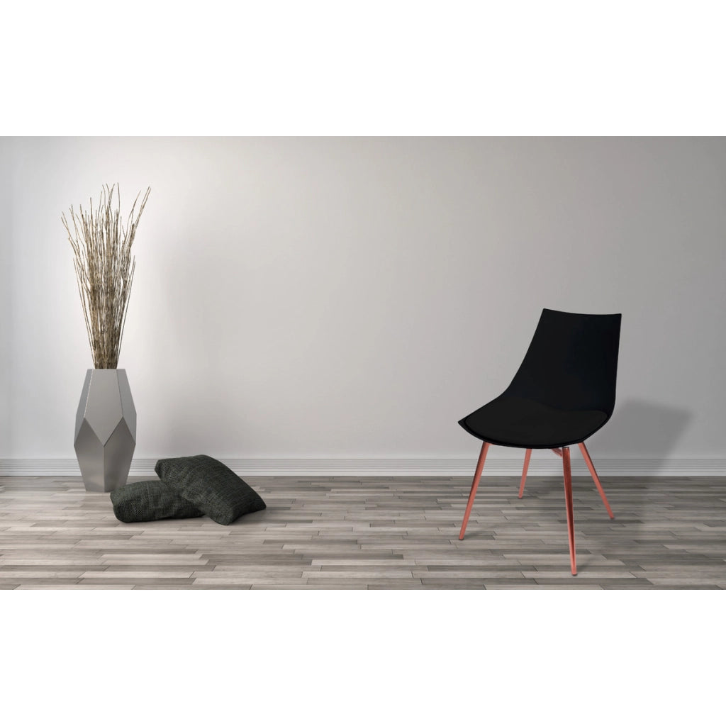 Set di 4 sedie Dakota in ecopelle nera e metallo