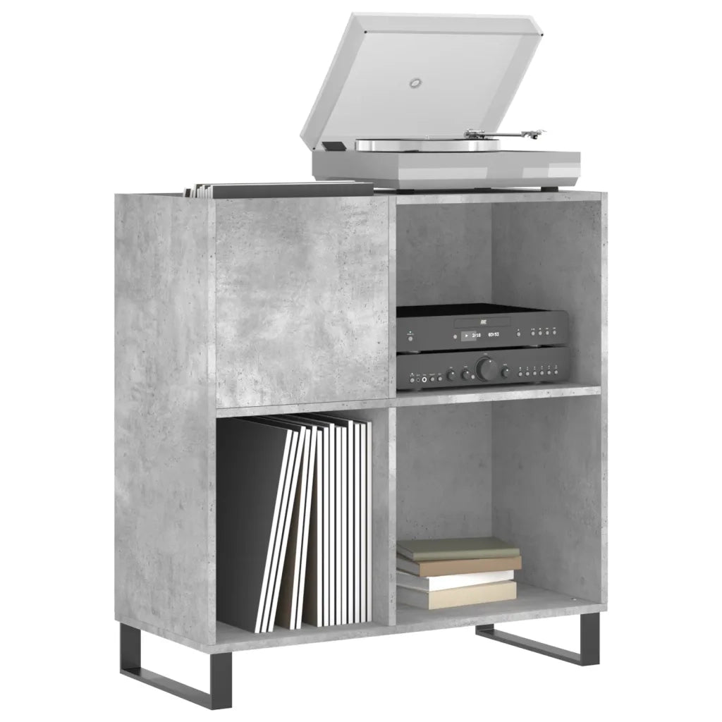 Mobile Porta Dischi Grigio Cemento 84,5x38x89 Legno Multistrato 831784