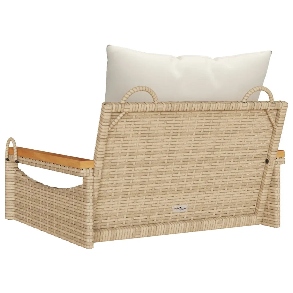 Panchina a Dondolo con Cuscini Beige 63x62x40 cm in Polyrattan 368166