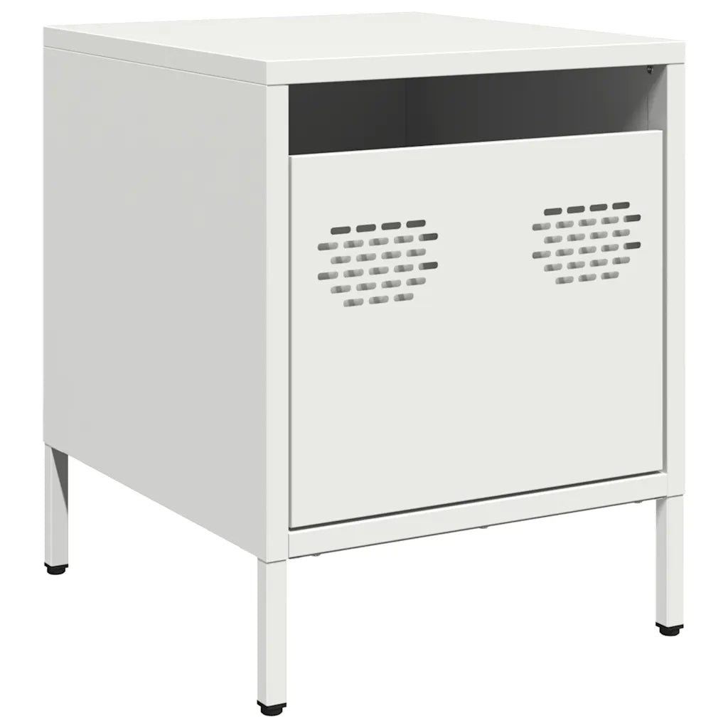 Comodino | Armadio da Notte | Mobiletto da notte Bianco 35x39x43,5 cm in Acciaio