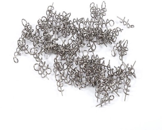 Punti da asse in acciaio inossidabile 14mm - 100 pezzi - Flexibili - Facili da installare - Alta resistenza al trascinamento - Ganci per pesci