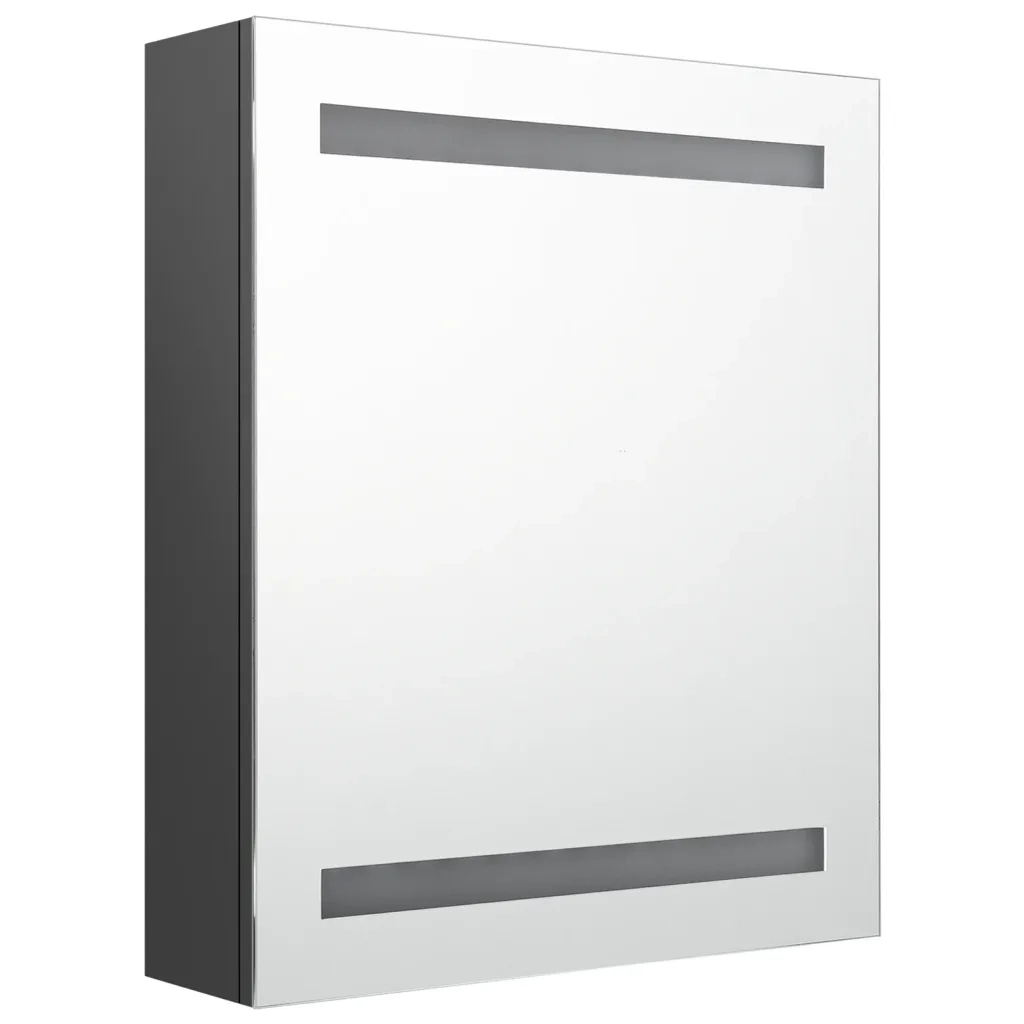 Armadietto Bagno con Specchio e LED Grigio 50x14x60 cmcod mxl 82230