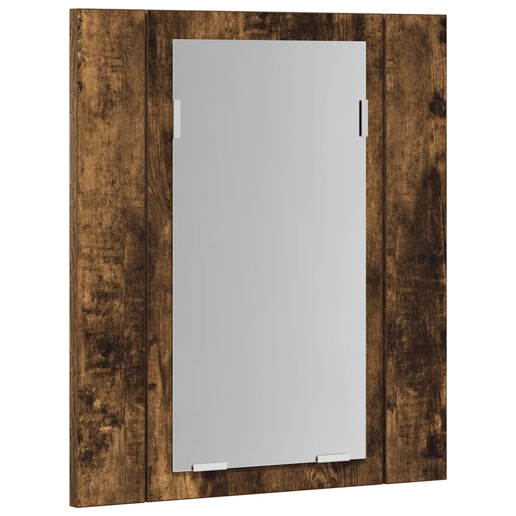 Mobile Bagno-Armadietto da bagno Specchio LED Rovere Fumo 40x12x45cm Multistrato