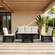 Set Divano da Giardino 6 pz Nero e Bianco Crema polyrattan 3437227