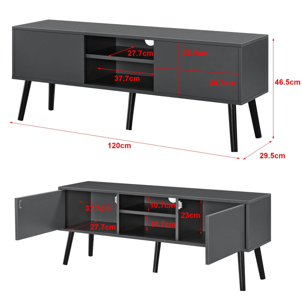 Mobile porta TV di design supporto TV da 120 cm grigio scuro/nero 03_0005864