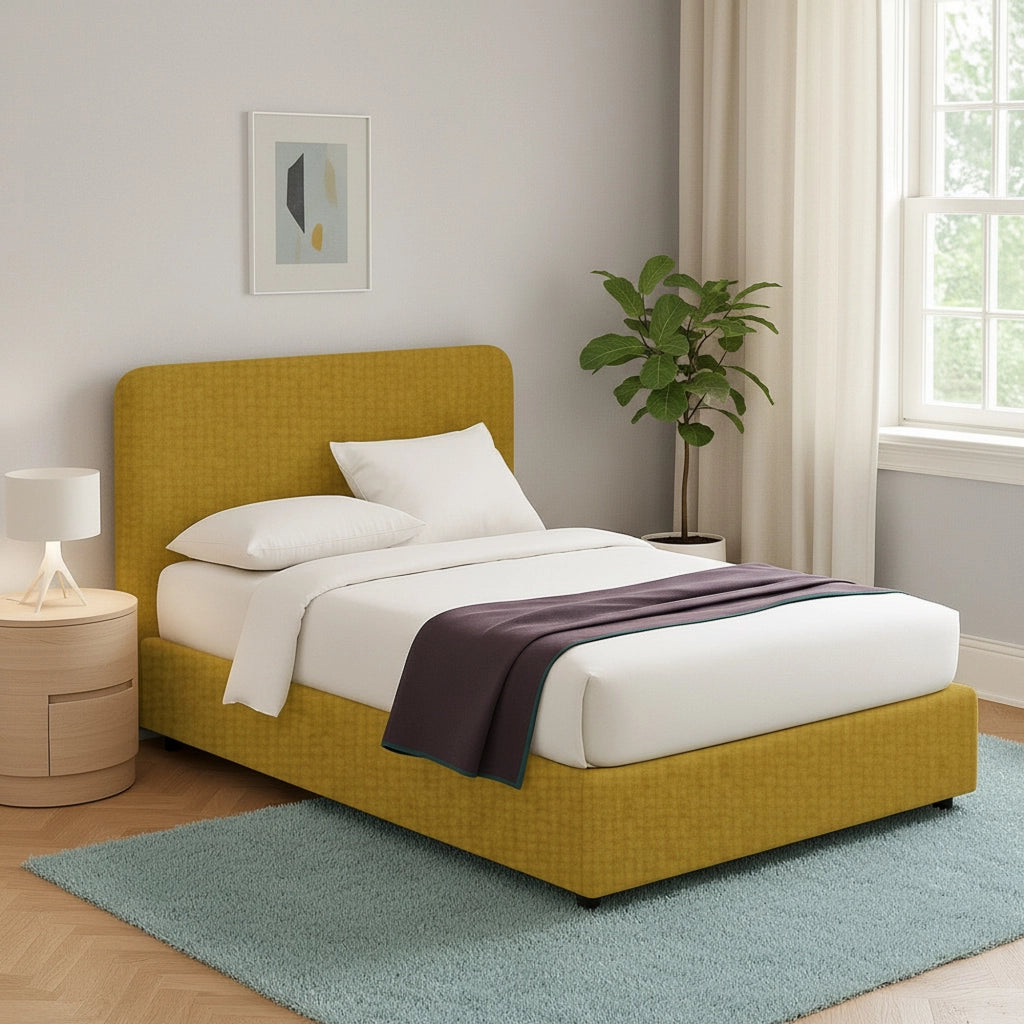 Reading, Letto Singolo Sfoderabile Made in Italy, Giallo Ocra