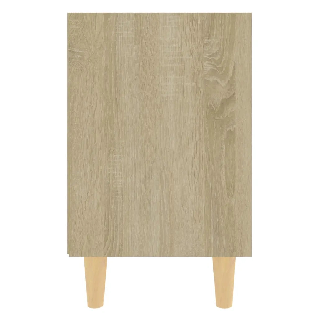 Comodini Gambe in Legno Massello 2pz Rovere Sonoma 40x30x50cm 805786
