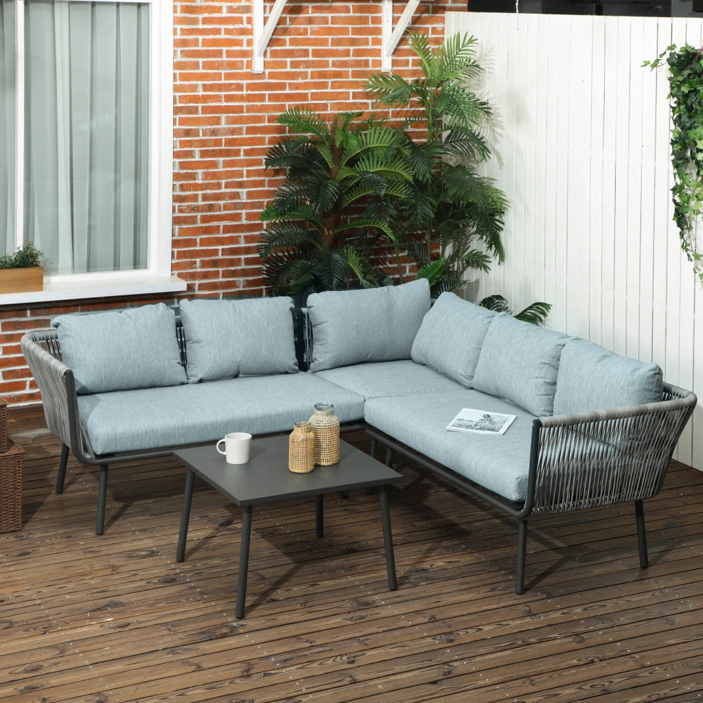 Set divano angolare esterno 4 pezzi ¨C zephmum ¨C grigio polyrattan