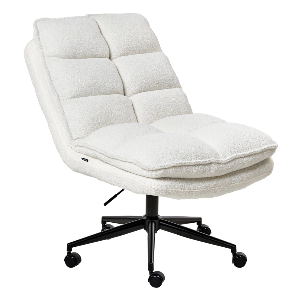 Sedia da scrivania per ufficio Rivestimento in Boucle  bianco Regolazione dell'altezza del sedile Imbottitura girevole reclinabile
