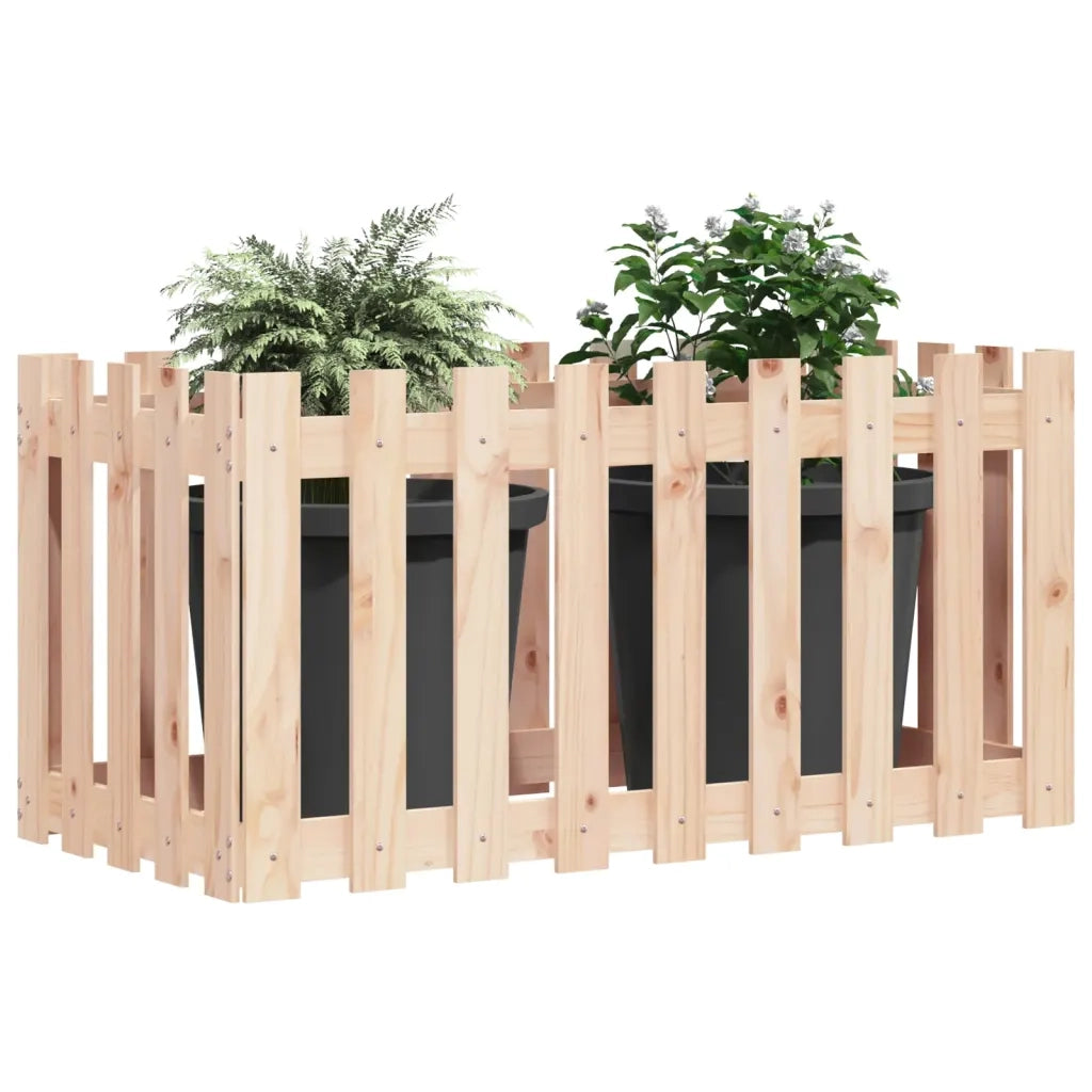 Fioriera da Giardino a Recinzione-Vaso da Esterno 100x50x50 cm in Massello Pino