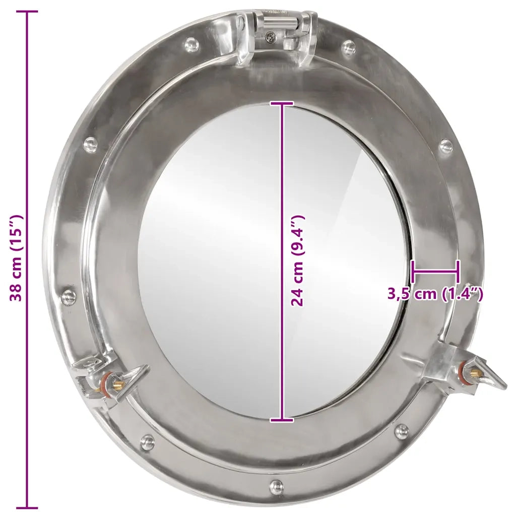Specchio da Parete-Specchio a Muro-Specchio Decorativo Design Obl¨° ?38 cm in Alluminio e Vetro 736902