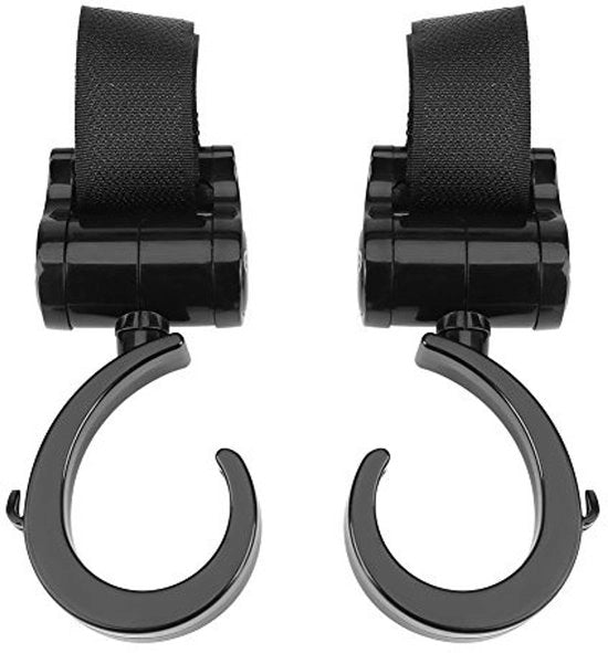 Hanger per Carrello per Bambini 360° Girevole - 2 Pezzi - Materiale ABS - Capacità 30 kg - Universale per Borse della Spesa - Adatto per Carrioli - Hanger per Borse della Spesa