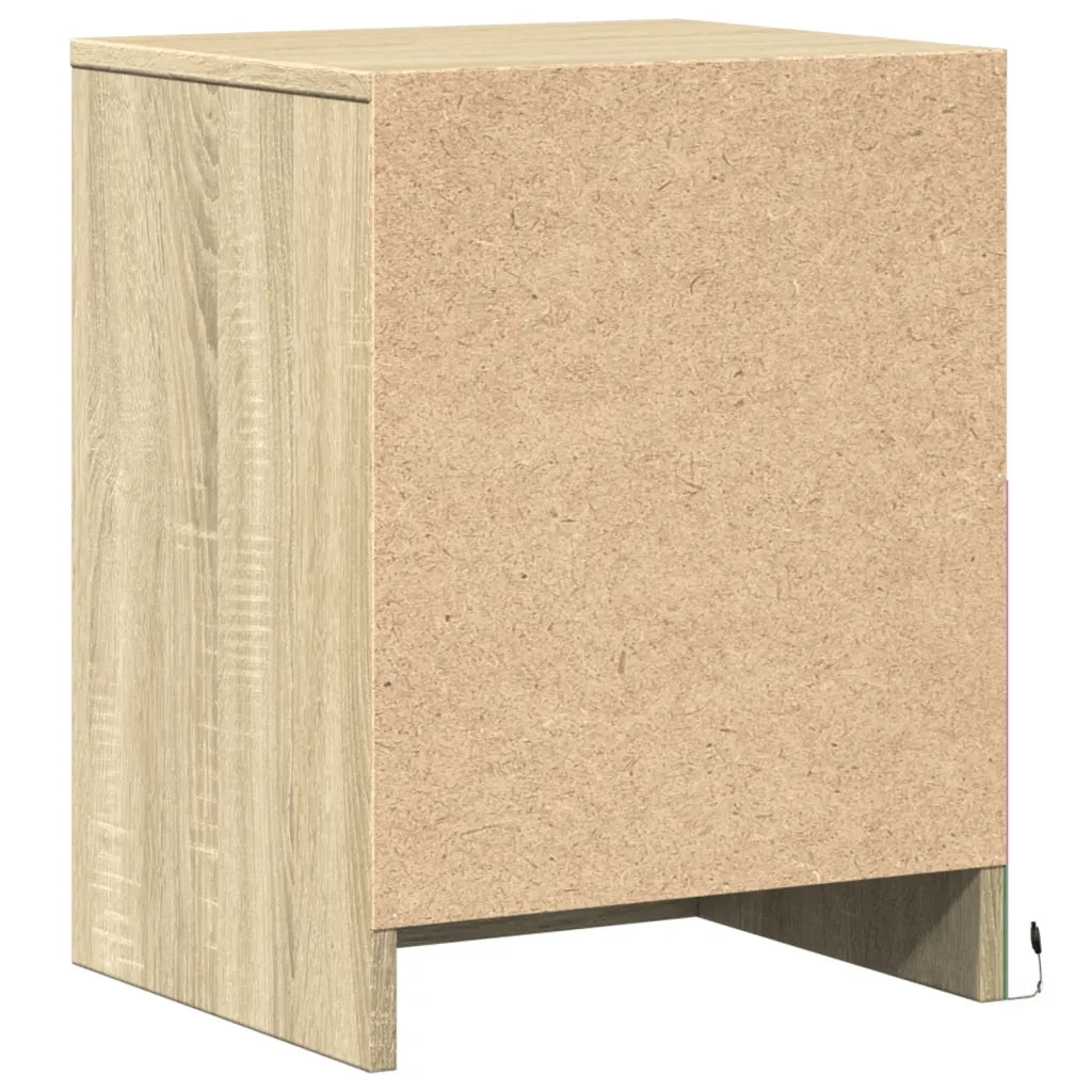 Comodino con Luci LED Rovere Sonoma in Legno Multistrato 852037