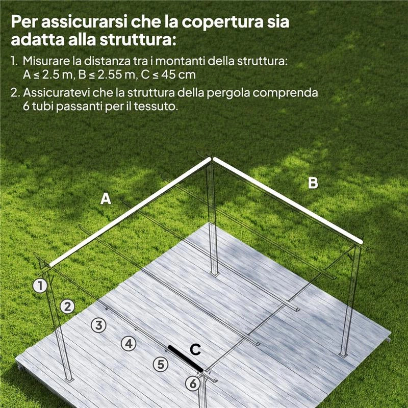 TETTUCCIO DI RICAMBIO PER GAZEBO 3X3 M CON 10 FORI DI DRENAGGIO, GRIGIO CHIARO