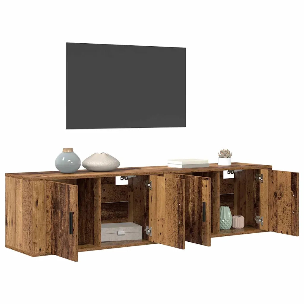 Set Mobile TV da Parete 2 pz-Set di 2 Credenza per TV Legno vecchio 80 x 34,5 x 40 cm
