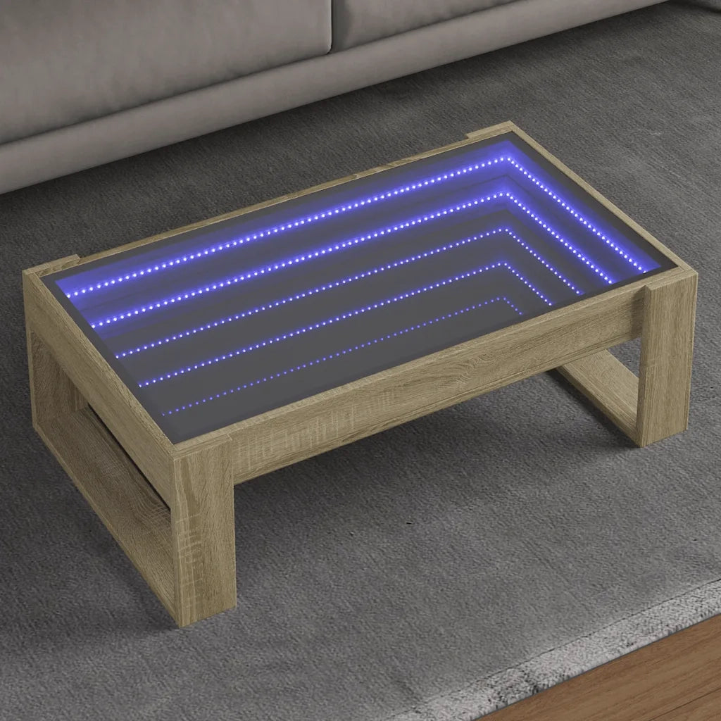 Tavolino da Salotto con LED Infinity Rovere Sonoma 90x53x30 cm 847639