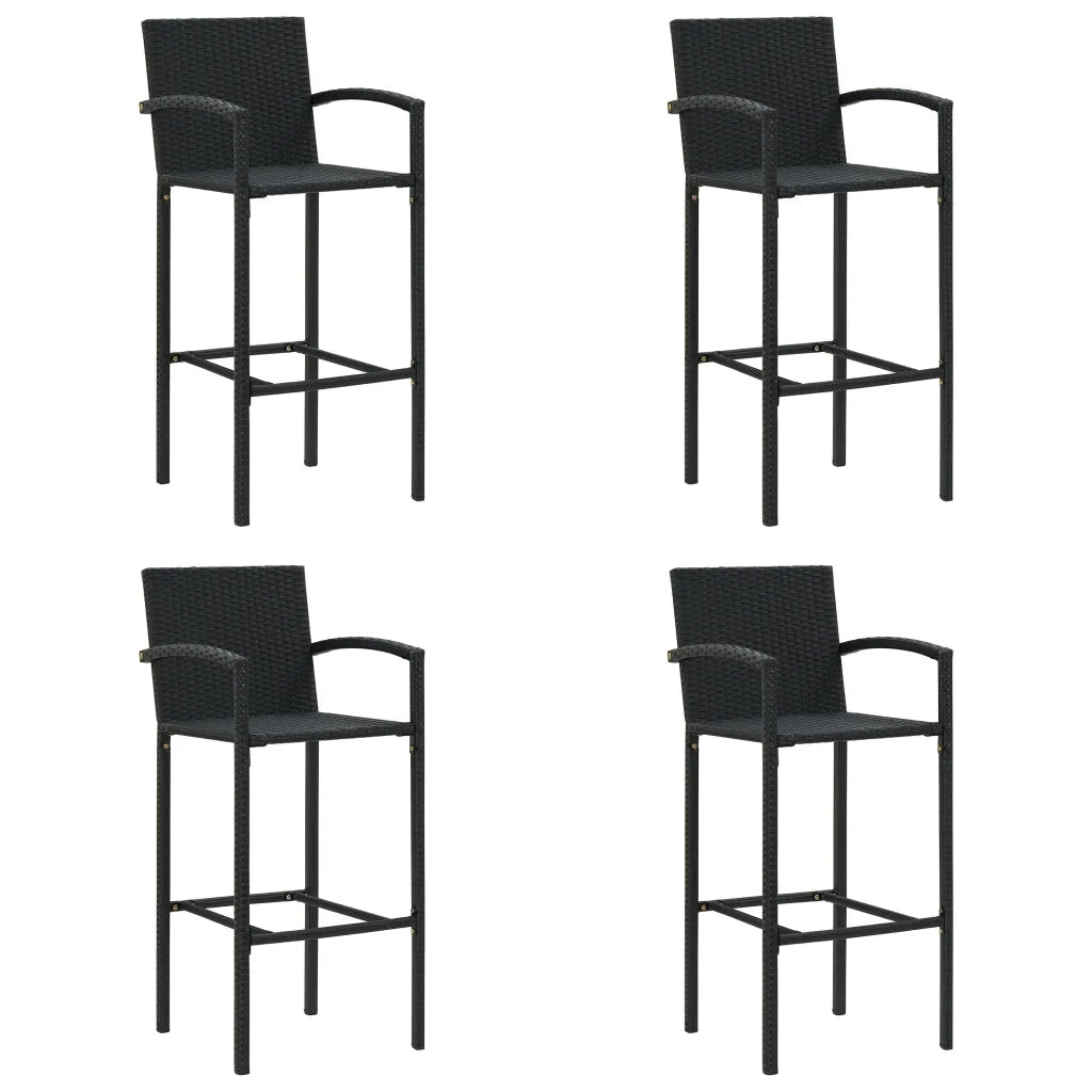 Set Bar da Giardino 5 pz Nero in Polyrattan 3187666