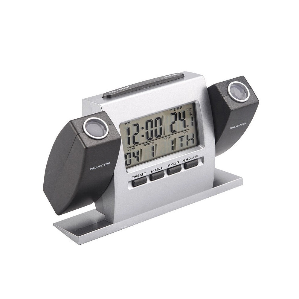 Trade Shop - Sveglia Orologio A Proiezione Ora Temperatura Schermo Lcd Data Gradi Proiettore -