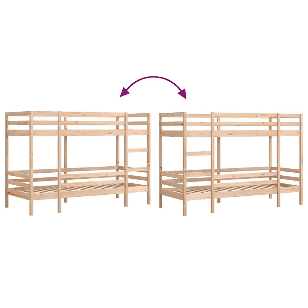 Letto singolo | Letto per adulti | Letto a Castello 80x200 cm in Legno Massello di Pino