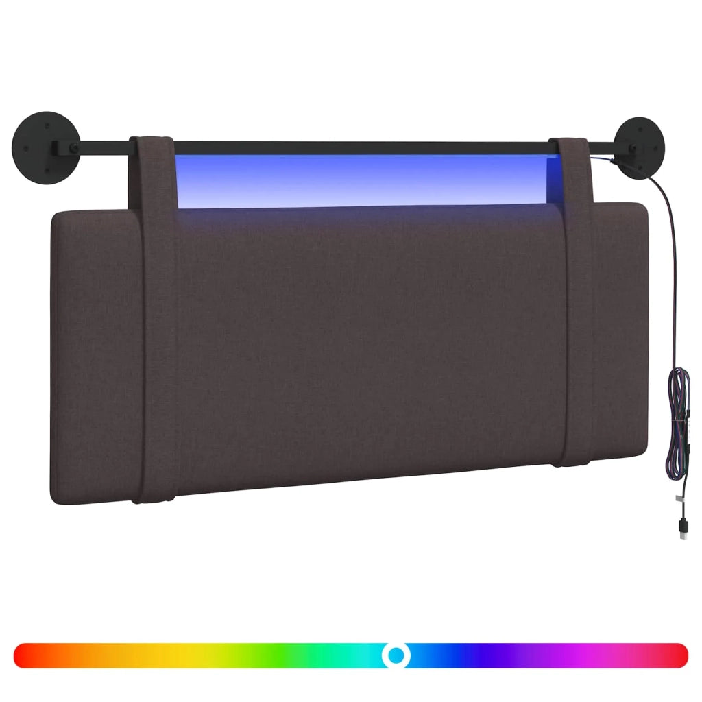 Testiera sospesa Con luce LED Marrone Scuro Tessuto 3423881