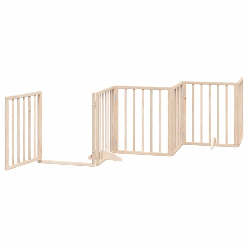 Cancelletto di sicurezza per animali domestici porta pieghevole 15 pannelli legno di pioppo marrone 02_0023193
