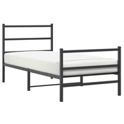Letto singolo | Letto per adulti | Giroletto con Testiera e Pediera Metallo Nero 90x190 cm