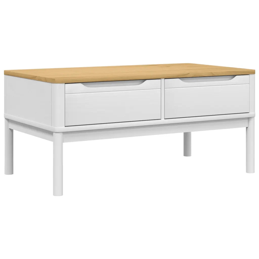Tavolino FLORO Bianco 99x55,5x45 cm in Legno di Pino 374018
