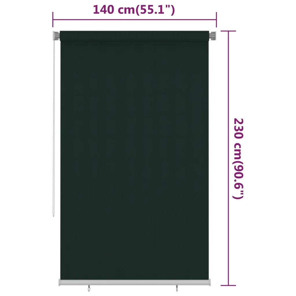 Tenda a Rullo per Esterni 140x230 cm Verde Scuro HDPE 312826