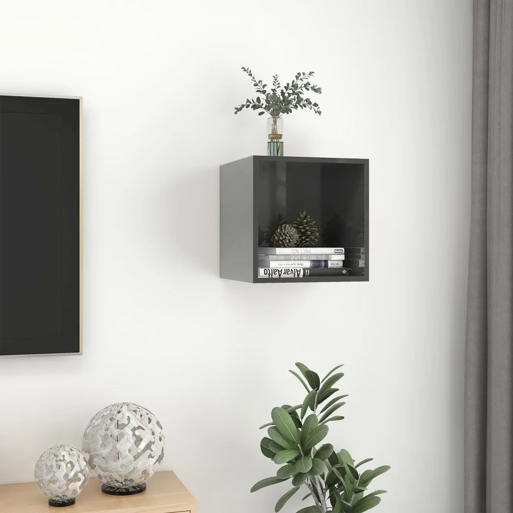 Mobile a Muro Grigio Lucido 37x37x37 cm in Legno Multistrato 805468