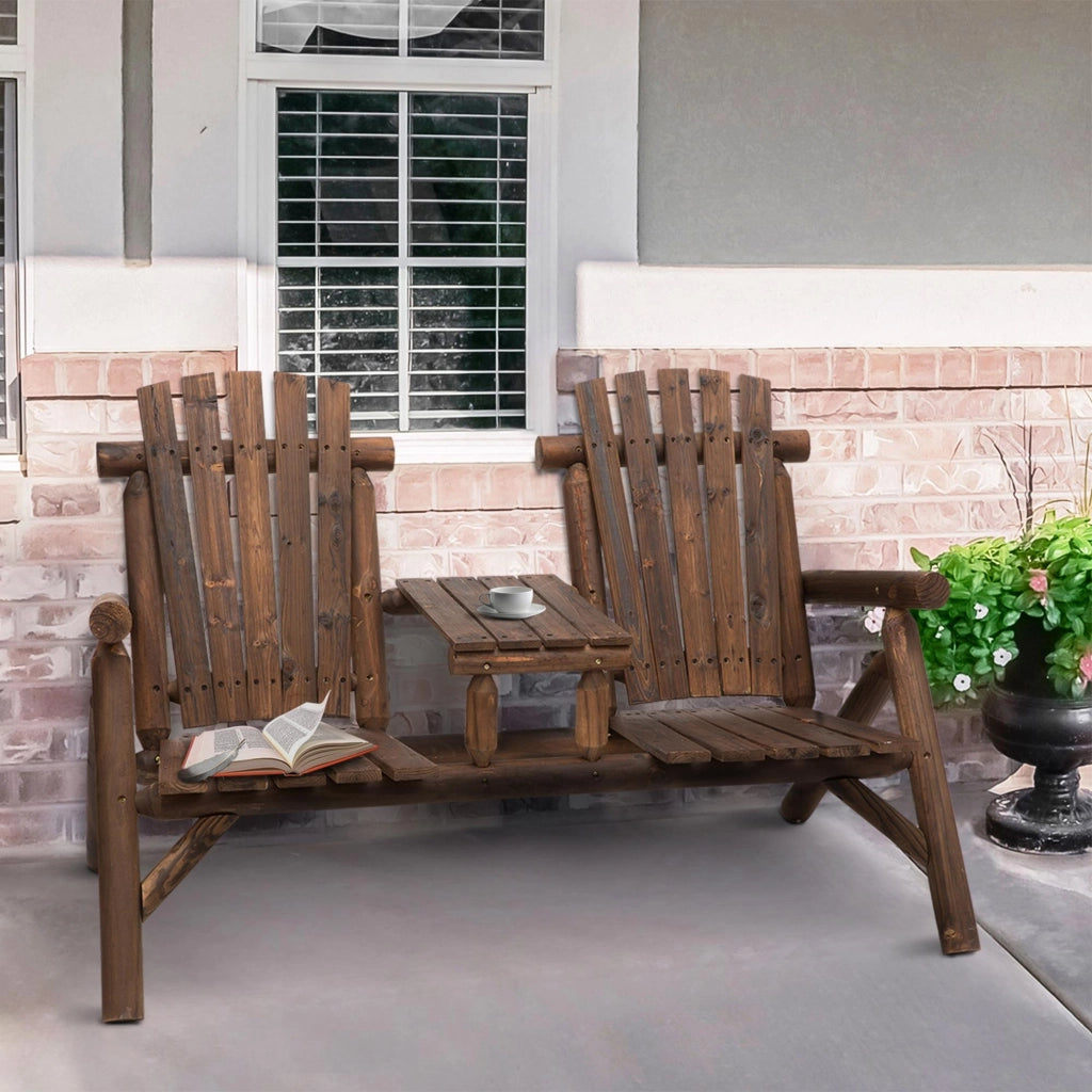 Set tavolo e panche da giardino ¨C zephmum ¨C legno massello marrone 157x88x103 cm