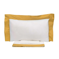 Set Lenzuola Sopra Sotto e Federe Bordi in Raso Garrini Eveline Avorio/Oro Varie Misure