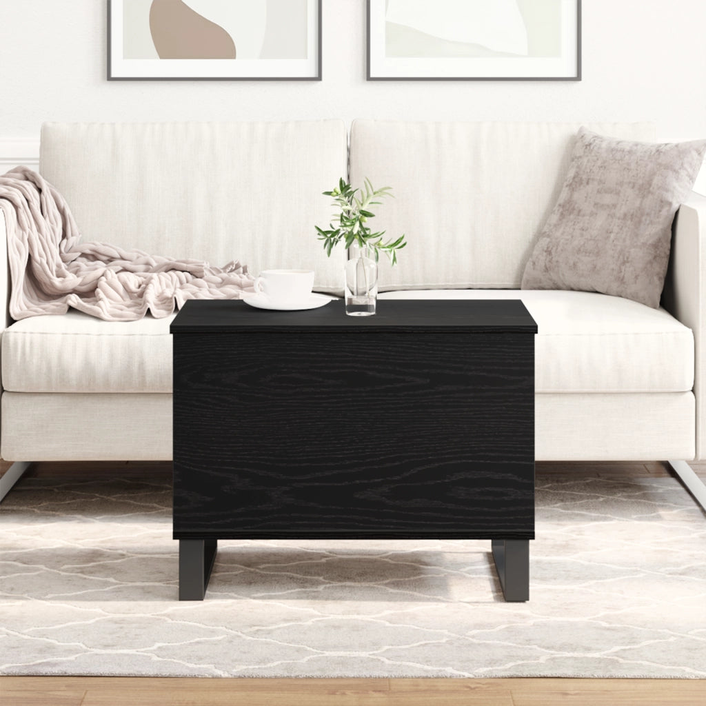 Tavolino da caffÃ¨ con piano sollevabile Nero Rovere 60x44,5x45 cm Legno ingegnerizzato