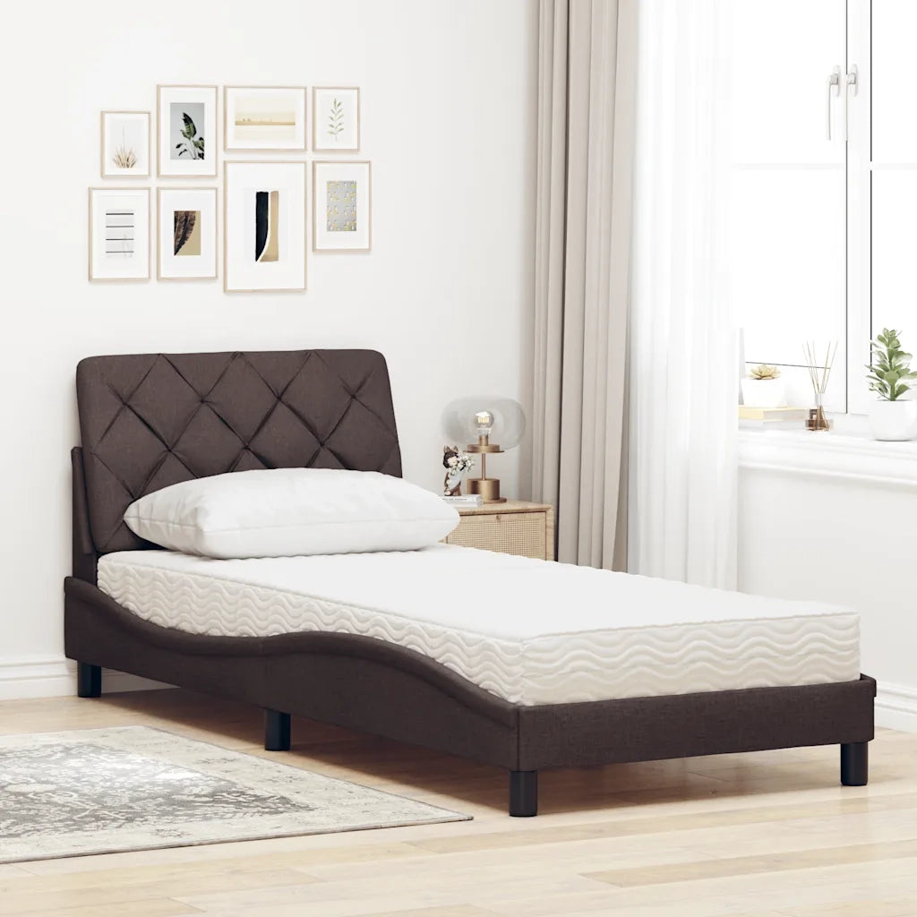 Letto con Materasso Marrone Scuro 80x200 cm in Tessuto 3310702