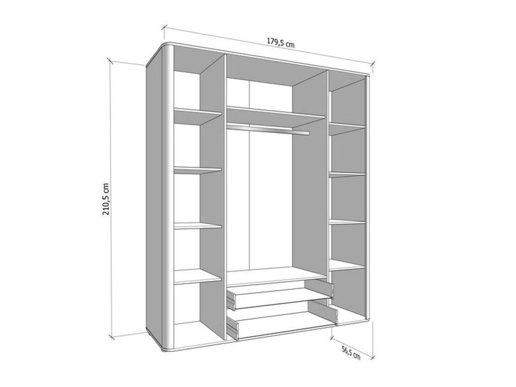 Armadio Camera da Letto Taburno, Guardaroba Grande 9 Ripiani, 179.5x210.5h cm Bianco Crema