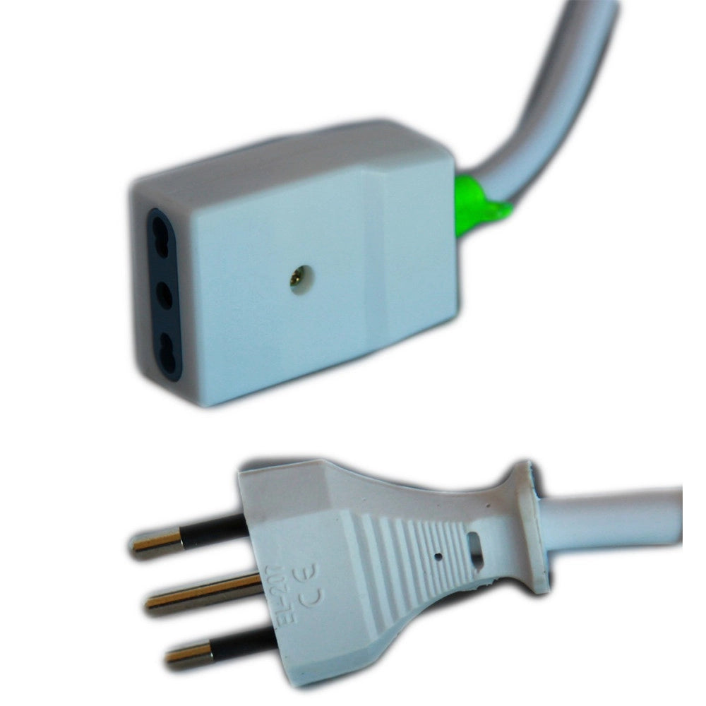Trade Shop - Prolunga Corrente Elettrica Cavo 3 5 10 Metri 220v Bipasso Spina Italiana Presa -