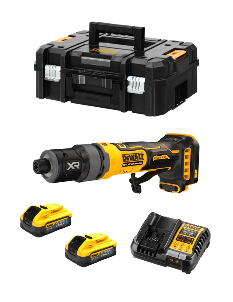 Smerigliatrice Diritta DeWALT DCG420H2T (2 x 5,0 Ah Powerstack + DCB1104 + TSTAK II)