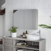Armadio da bagno con specchio ¨C zephmum ¨C 80x15x60cm grigio