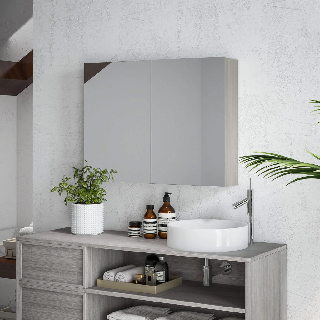 Armadio da bagno con specchio ¨C zephmum ¨C 80x15x60cm grigio