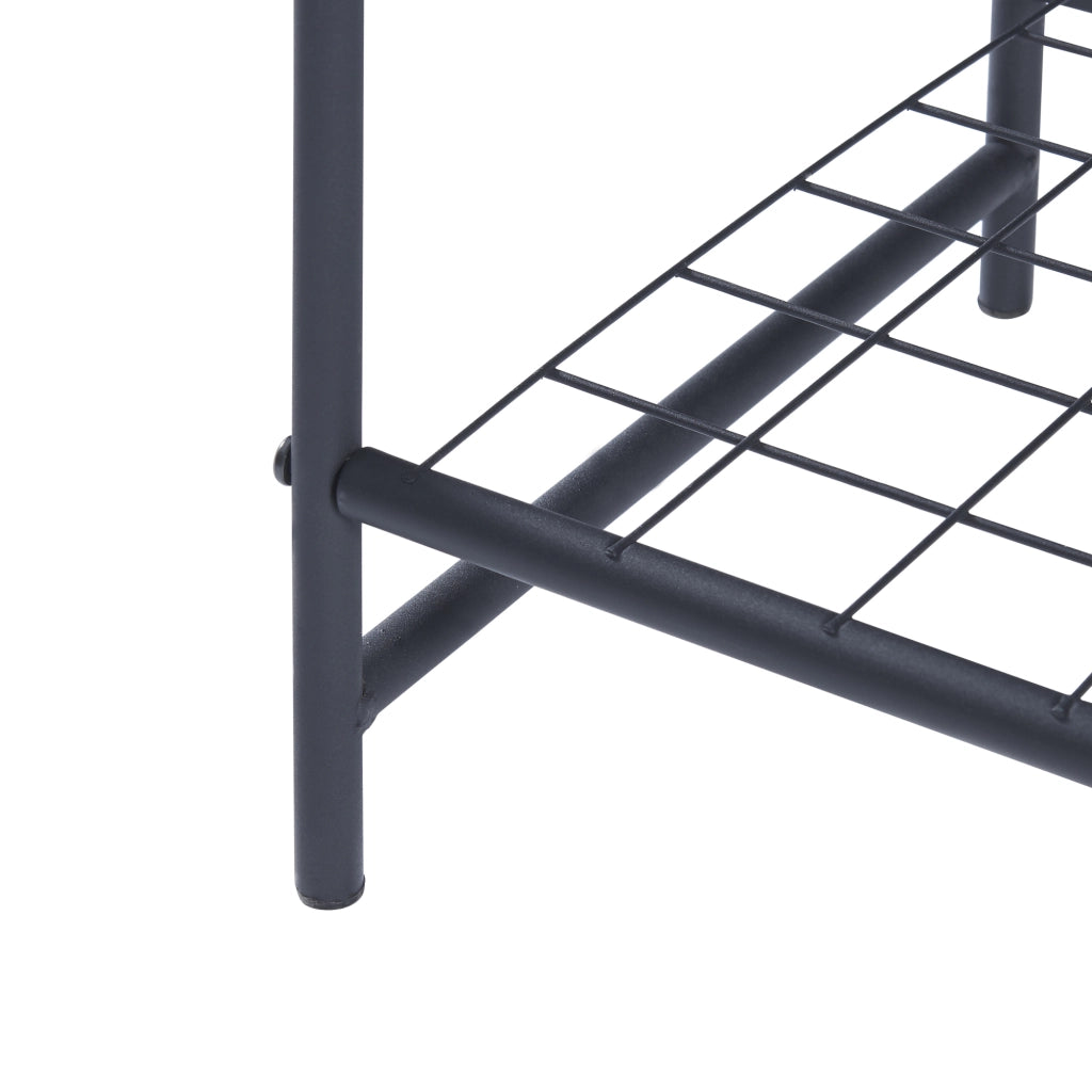 Scaffale da Cucina 'Nibe' Mobile da Stoccaggio Supporto per Microonde Organizzatore da Cucina con Parete a Griglia e Ripiani - Nero / Effetto Marmo [en.casa]