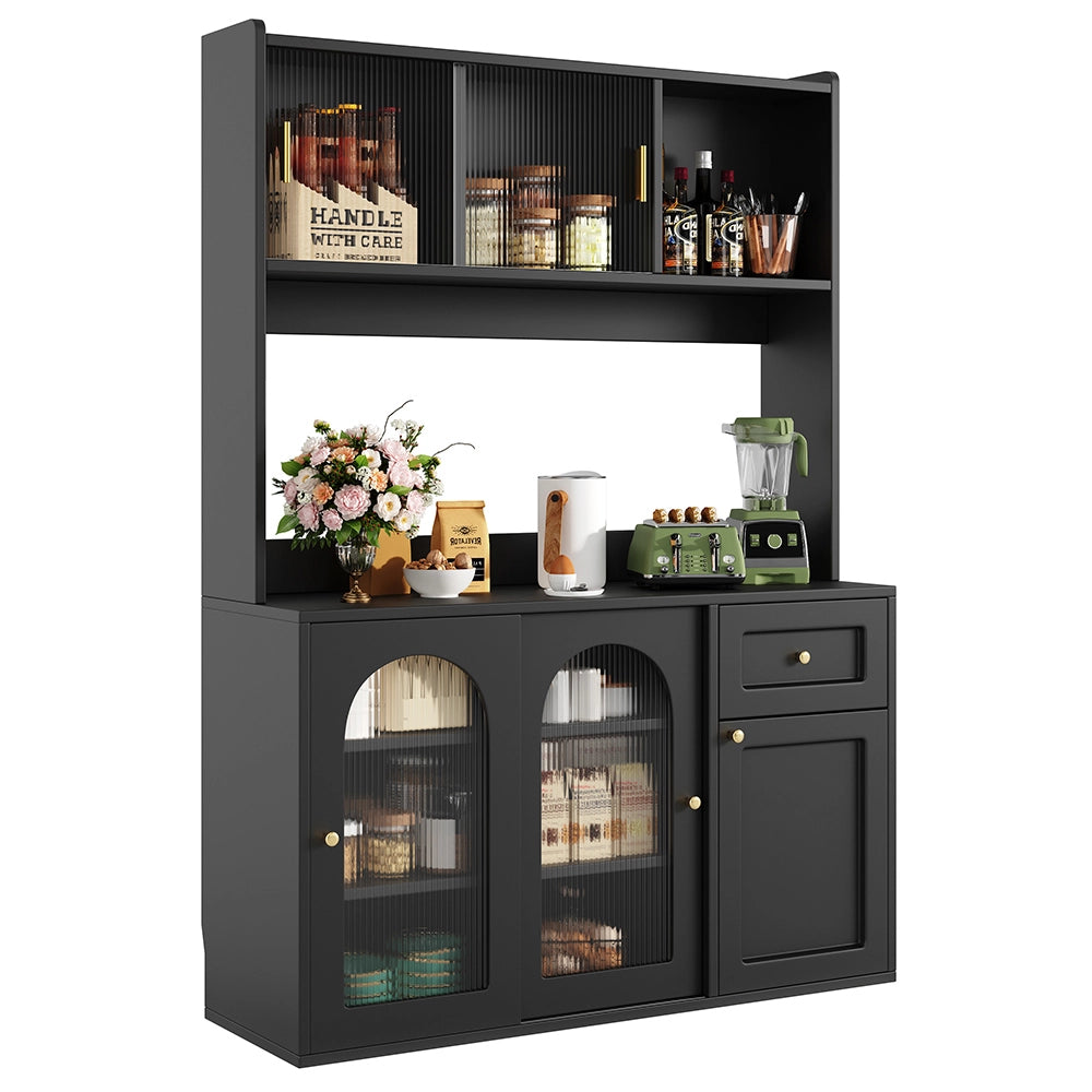 Vetrina cucina - Xylo - LED scaffali regolabili nero