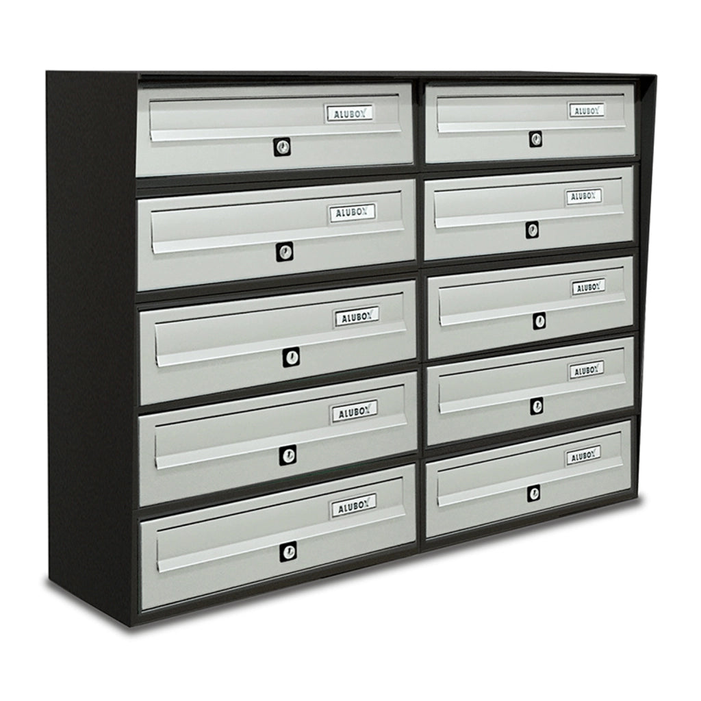 ALUBOX SLIM Cassette Postali Condominiali 10 Posti 63X77,5X30 Cm In Lamiera Zincata E Alluminio Cassetta Postale Da Esterno Condominiale Con Sistema Anti Prelievo