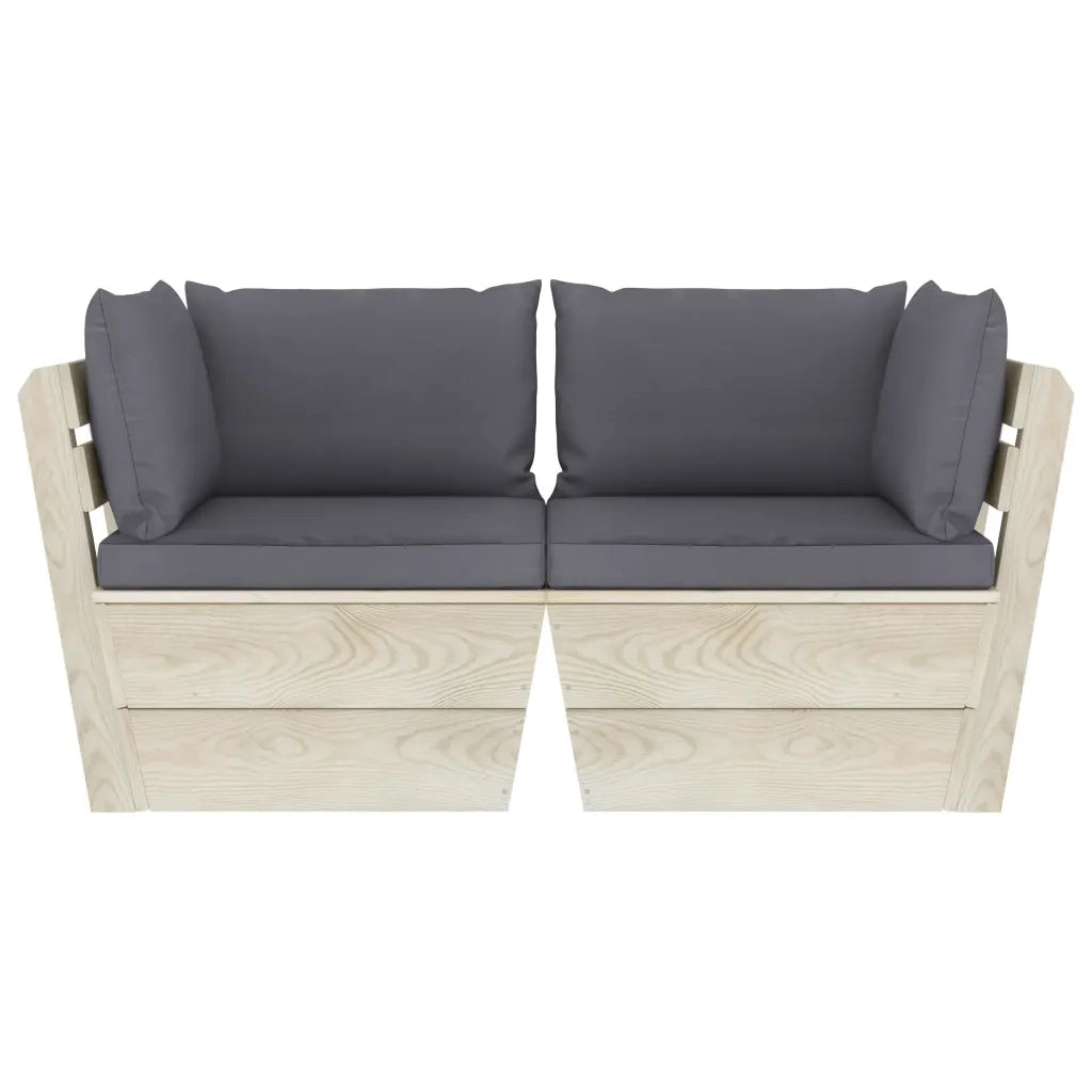 Divano da Giardino a 2 Posti su Pallet con Cuscini Legno Abete 3063384