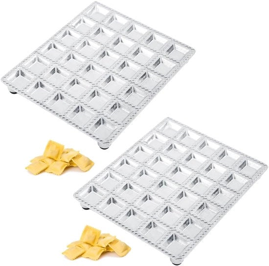 Forma per Ravioli 2 pezzi - Lega di alluminio - 19,6 × 16,5 cm - 30 Fori - Forma per Knödel/Forma per Torta - Duraturo e riciclabile - Forma per Knödel