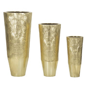 Set di 3 Vasi Decorativi VKH418, Oro, Metallo, 50,8x50,8x114,9 cm