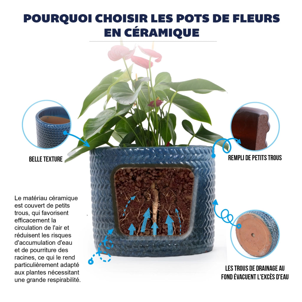 SET VASI DA FIORI IN CERAMICA 4 PEZZI Ø37/31/24,5/17,5 CM BLU SCURO