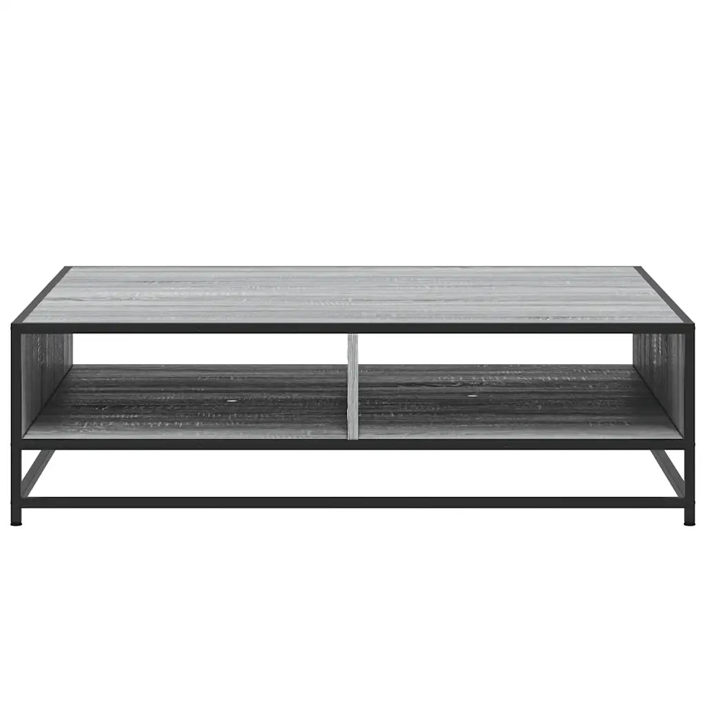Tavolino-Tavolino da soggiorno-Tavolo Grigio Sonoma 100x100x30 cm in Truciolato e Metallo