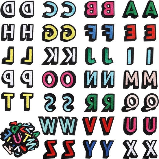 Letterpatches da Naaialfabet - Patch lettere A-Z con filo per cappelli, giacche, camicie e progetti DIY (52 pezzi)