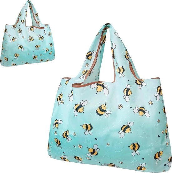 Borsa a sacchetto pieghevole 2 pezzi - Rinnovabile e pieghevole - Utile per shopping, picnic e viaggi - Verde chiaro - 75 caratteri